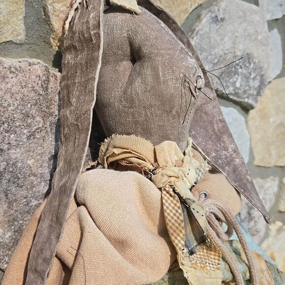 Primitive Rustic Rabbit Bunny Doll Handmade Hand Crafted Handcrafted Easter - Picture 3 of 16